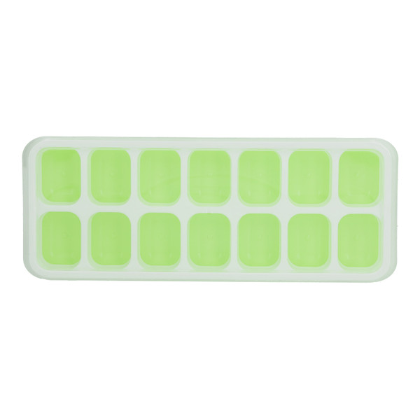 Ice Cube Tray Food Grade Plastic Silicone Ice Mold with Removable Lid for CocktailGreen