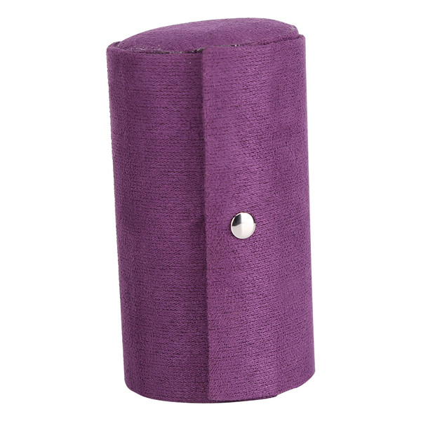 Portable 3 Layers Cylinder Shaped Jewelry Storage Box Organizer for Girls Women Gift Purple