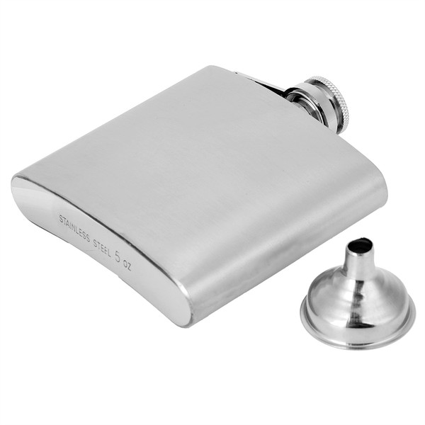 Portable Stainless Steel Wine Whiskey Flask Elegant Alcohol Bottle Cotainer with Funnel 5oz