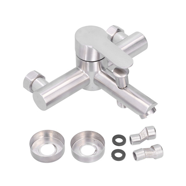 G1/2 Stainless Steel Brushed Bathtub Faucet Cold Hot Water Mixing Valve Triple Shower Faucet