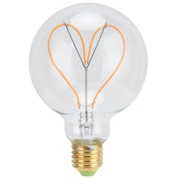 G95 Heart Shaped LED Retro Bulb E27 4W  Dimmable Light Bulb for Bedroom Coffee Shop Warm Light
