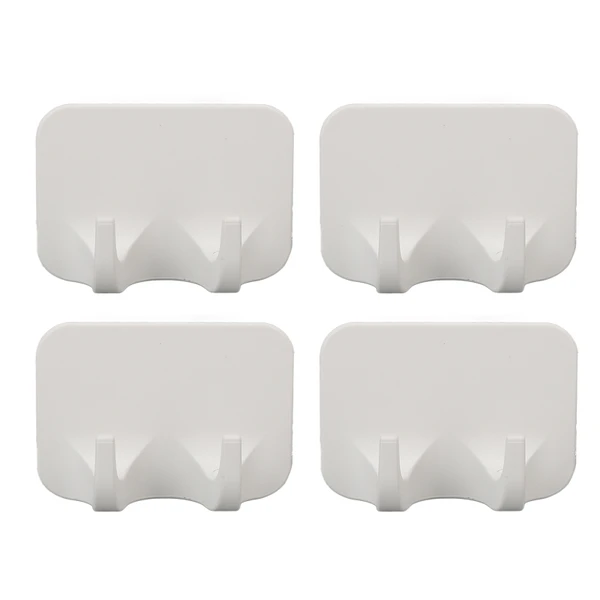 4 Pcs Self Adhesive Wall Hook Strong Stickiness Waterproof Rust Scratch Resistant Double Head Adhesive Hook for Bathroom White