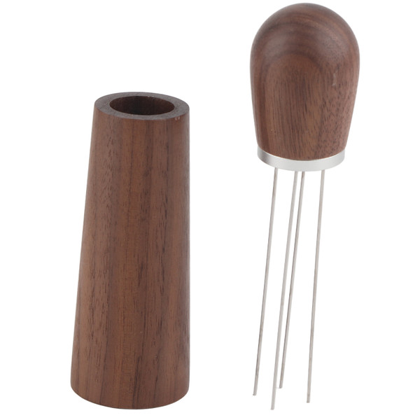 Needle Distributor Portable Coffee Powder Stainless Steel Stirring Tool with Wooden Handle