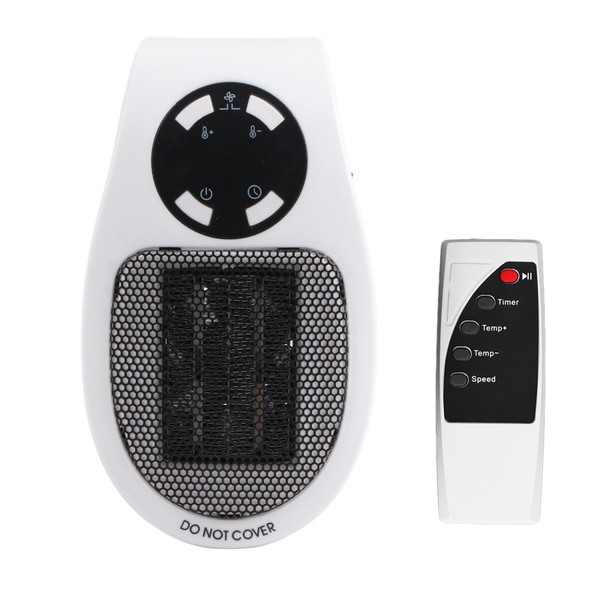 500W Household Mini Space Heater Plug In Portable Home Office Multifunctional Electric Heater with Remote Control White UK Plug 220V