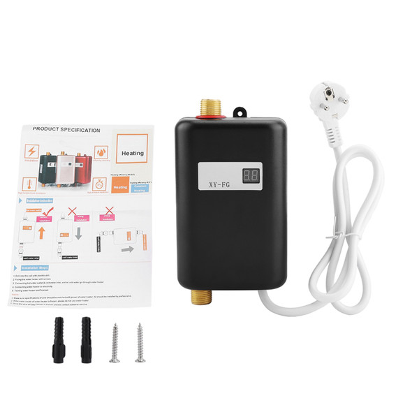 3800W Mini Electric Tankless Instant Hot Water Heater Bathroom Kitchen Washing  Black