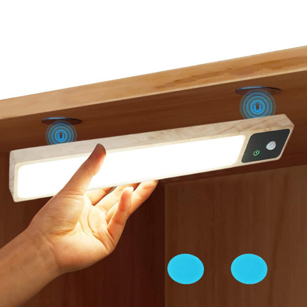 35 LED Motion Sensor Cabinet Light Rechargeable Night Light Touch Control Stepless Dimming Under Cabinet Lights for Kitchen Closet Wardrobe