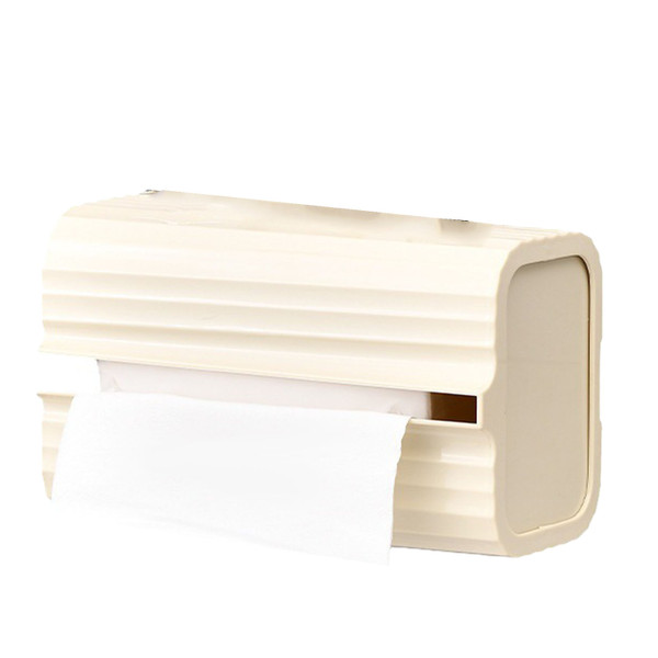 Light Luxury Wall Mounted Plastic Tissue Box Thickened Punch Free Facial Tissue Box Holder for Bathroom Cream Style