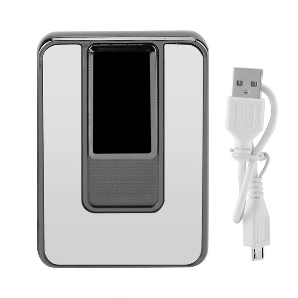 USB Rechargeable Ultrathin Metal Cigarette Lighter Flameless Cigarette (Silver)
