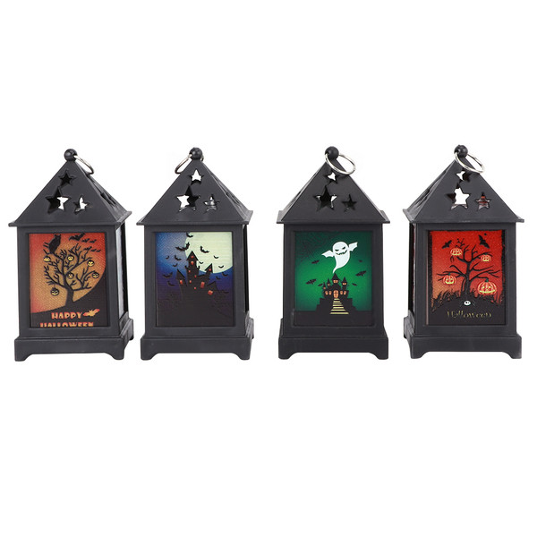 4Pcs/Set Halloween Vintage Hollow LED Night Light for Home Bar Decorative Props Ornaments