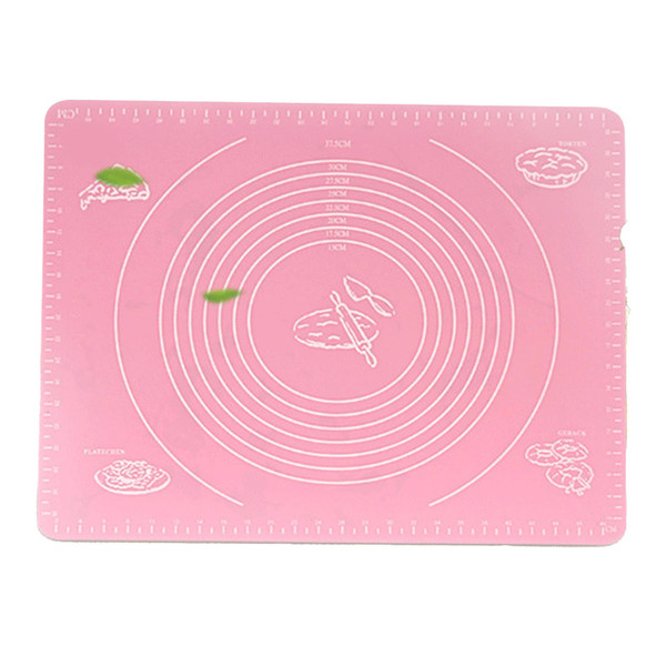 Non Stick Silicone Pastry Mat Thick Silicone Baking Mat with Measurements for Baking Rolling Pastry Dough Pizza Cookies Pink