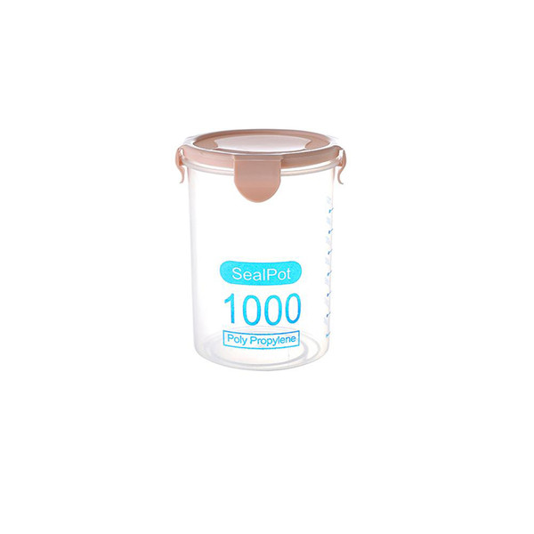Plastic Transparent Sealed Containers Kitchen Food Cereal Beans Nuts Storage Box (Pink 1000ml)
