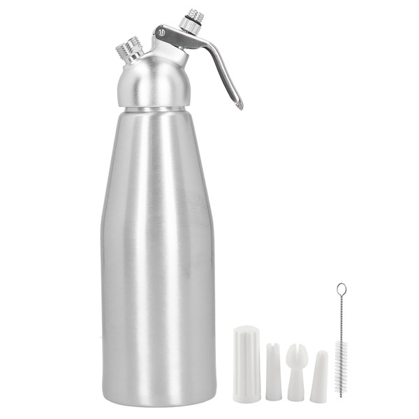 Aluminium Alloy Cream Whipper Foamer Dispenser Cake Dessert DIY Tool with 3 Decorating Nozzles1000ML