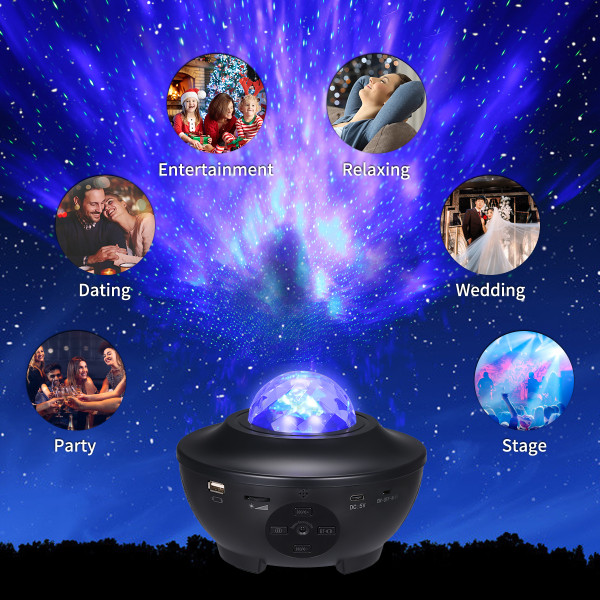 Tomshine Starry Projector Light Wi-Fi Connection Smartphone APP Control Adjustable 21 Lighting Modes Remote Control Star Projector Built-in BT Music Player Gifts for Bedroom Birthday Wedding Decor Party