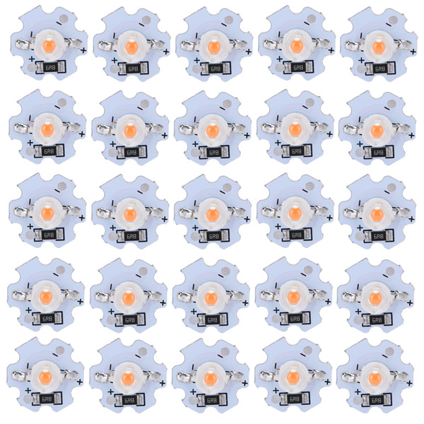 25Pcs 5V LED Chips 200LM 1W High Power LED Lamp Beads for DIY Lighting FixturesPink Light 380‑840NM