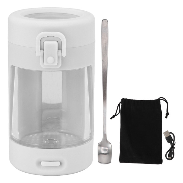 Jar with LED Light and Magnifying Glass Portable Cigarette Storage Jar Transparent Airtight Container with Spoon White
