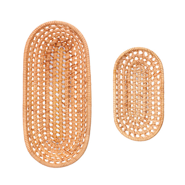2pcs Bread Basket Handmade Rattan Storage Baskets for Bread Candy Biscuits Finger Food Fruit
