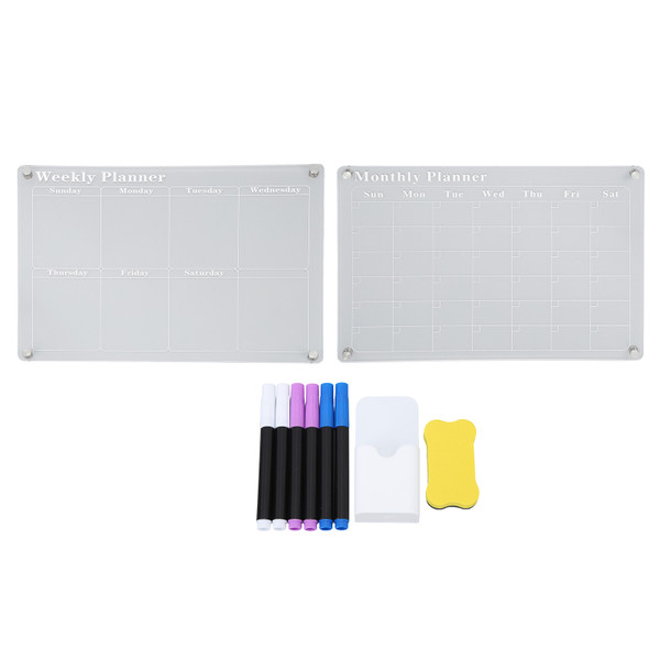 15.7 X 11.8in Magnetic Dry Erase Calendar Acrylic Clear Planner Board For Fridge Refrigerator Weekly Board + Monthly Board