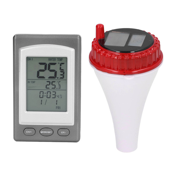 Wireless Swimming Pool Thermometer Solar Powered Floating Water Thermometer with LCD Display