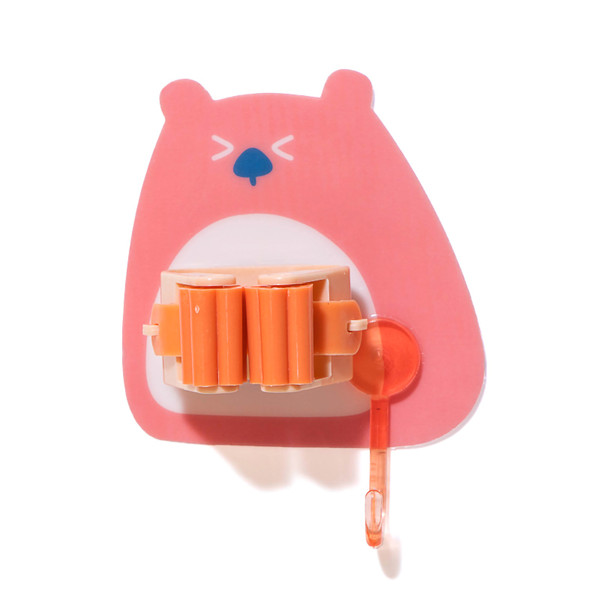 Multifunctional Punch Free Mop Clip Home Wall Mount Cute Cartoon Seamless Mop Chuck Mop HolderBright Orange
