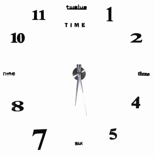 Modern DIY Large Wall Clock Kit 3D Mirror Surface Sticker for Home Office Room