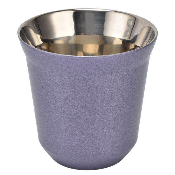 Double Layer Coffee Cup Stainless Steel Coffee Mug Purple Heat Insulation Water Cup for Household80ml