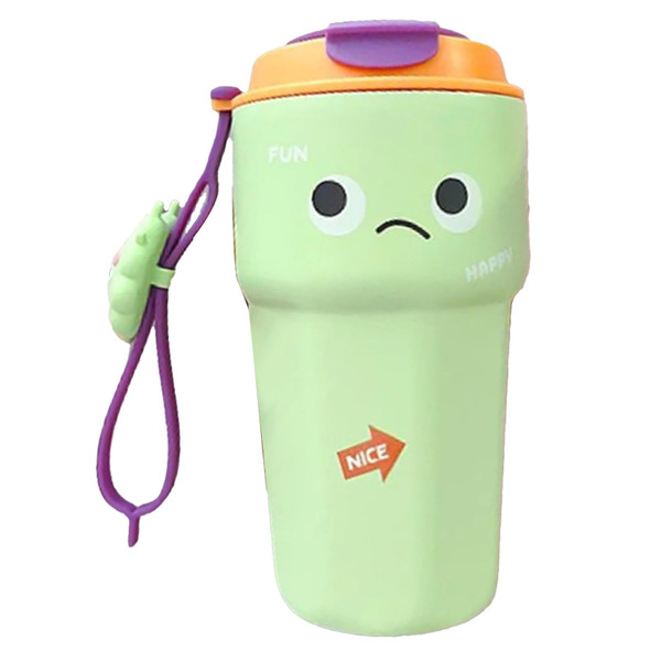 Cute Insulated Bottle Double Insulation 450ml Stainless Steel Insulated Water Bottle for Hot Drinks Green