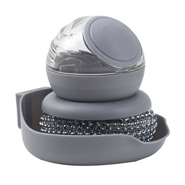 Stainless Steel Scrubber Multifunctional Pot Dish Cleaning Brush with Handle for Home Commercial Kitchens Grey