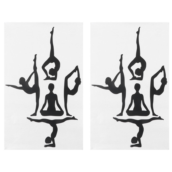 2Set Yoga Pose Wall Sticker Pattern Art Mural Decoration for Living Room Bedroom Study