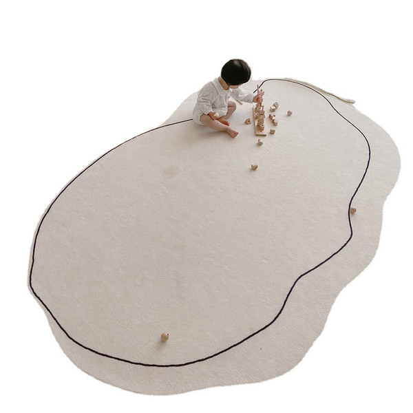 Carpet Simple Thickened Densified Odorless Machine Washable Area Rug for Living Room Irregular Shape Milky White 60x120cm/23.6x47.2in