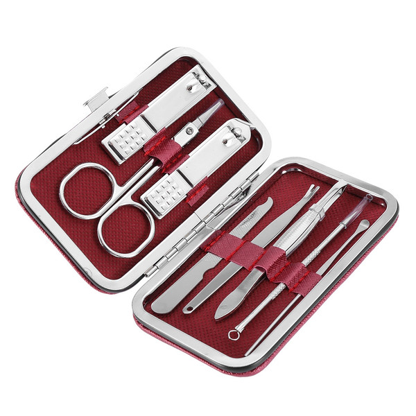 8 Pcs Stainless Steel Nail Scissors Cutter Clippers Set Fingernail Toenail (Red)