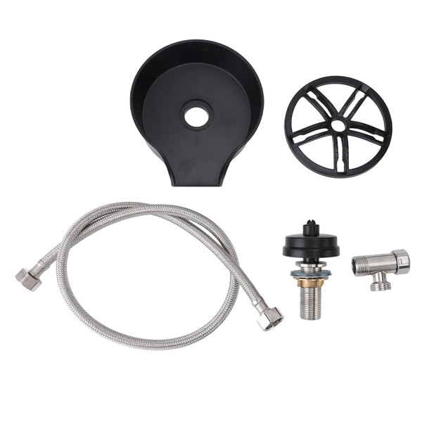 Glass Rinser Automatic Rotating Efficient Cleaning G1/2 Sink Cup Washer for KTV Bar Milk Tea Shop Black ABS Basin+US Plug 9/16 Soft Hose Tee