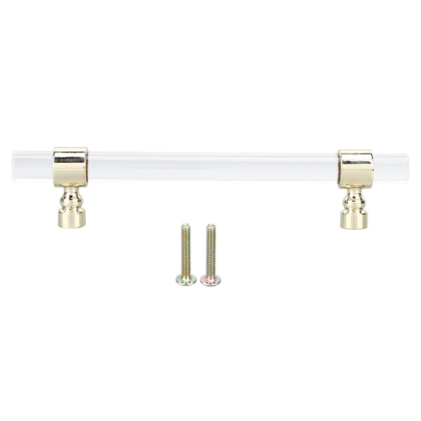 Crystal Acrylic Handle Transparent Easy to Install Drawer Pull Handle for Cabinets Drawers Dressers B01277S Hole Spacing 128 Gold