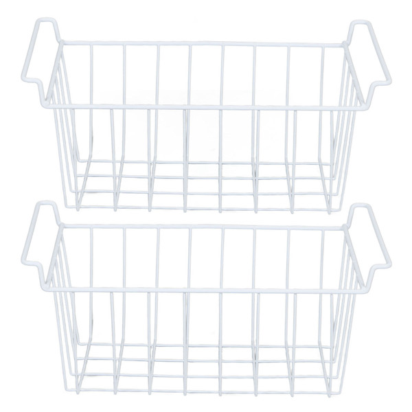2pcs Refrigerator Freezer Baskets Large Household Wire Storage Basket Bins Organizer with Handles for Pantry 49.5x24.5x20cm / 19.5x9.6x7.9in