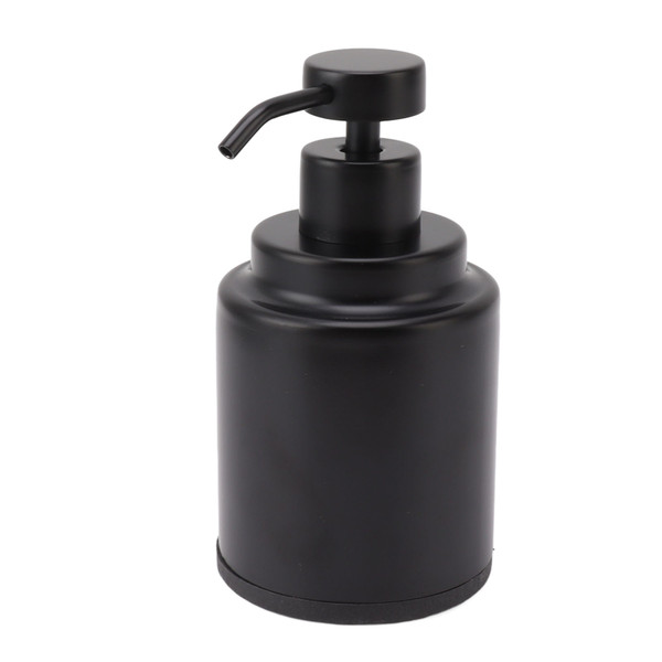 Stainless Steel Soap Dispenser Manual Liquid Pump Hand Press Bottle for Shampoo Shower Lotion Black Circular 300ML
