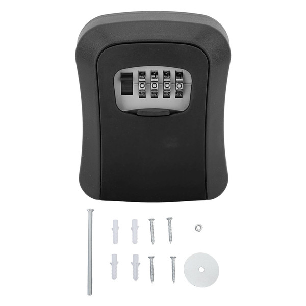 Key Lock Box Wall Mounted Combination Lockbox for Outside House Keys 5 Keys Capacity Key Safe Security Storage Lock Box Black (with Dust Cover)