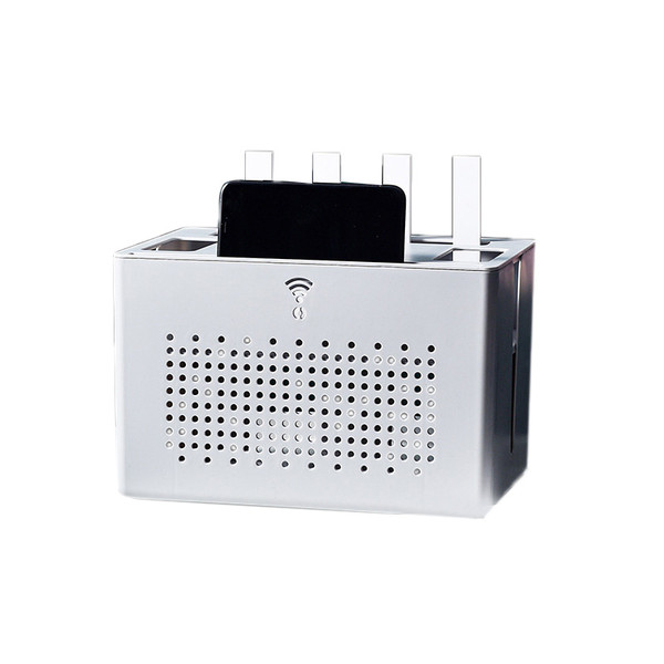 Router Storage Box Double Layers Hollow Out Detachable Dustproof Heat Dissipation Cable Management Box Upgraded Grey