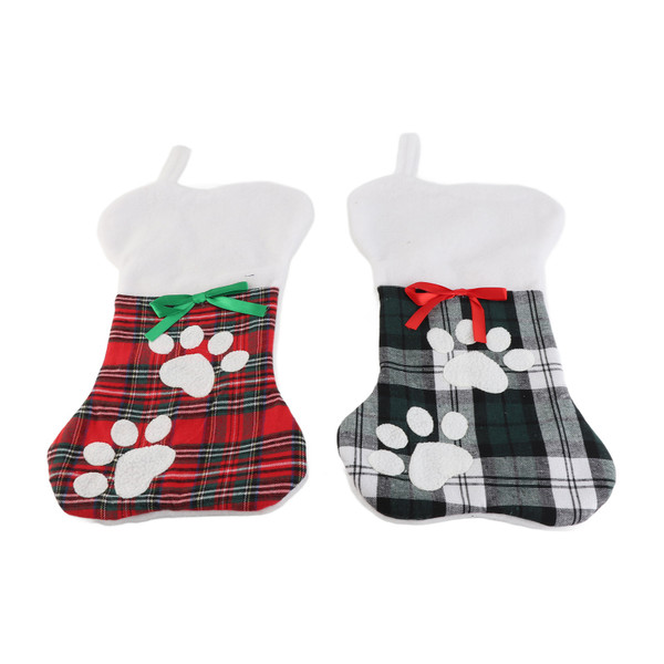 2pcs Xmas Stocking Cute Bone Shape Xmas Socks Hanging Decoration Xmas Gift Bag for Home Holiday Decor