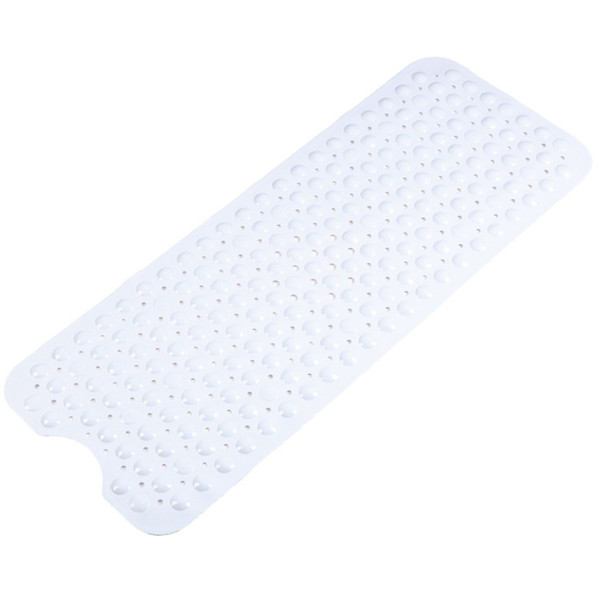 Bathroom Shower Mat 40x100cm PVC Skid Resistant Long Strip Shower Mats with Suction Cups for Home White