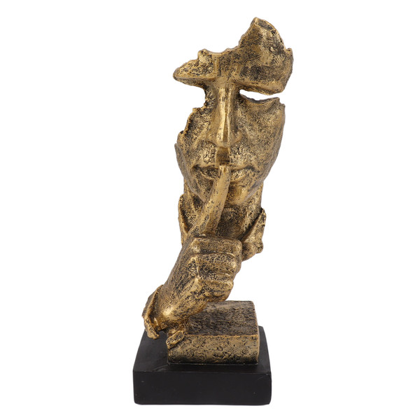 Thinker Statue Abstract Art Figurine Resin Silence Is Gold Anti Slip Pad Vintage Modern Desktop Decor for Home Office
