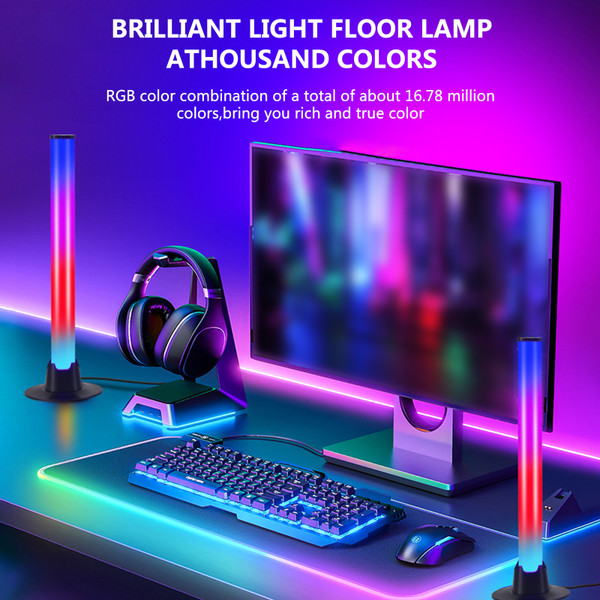 2Pcs Colorful Sound Pickup Lamps USB Desktop Atmosphere Light High-sensitivity Pickup Light Bar Fun Gaming
