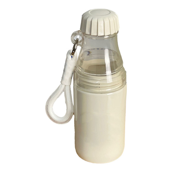 Water Bottle Portable with Rope Removable Cup Body Double Section Leak Proof for Office Home Vehicle Outdoor Beige
