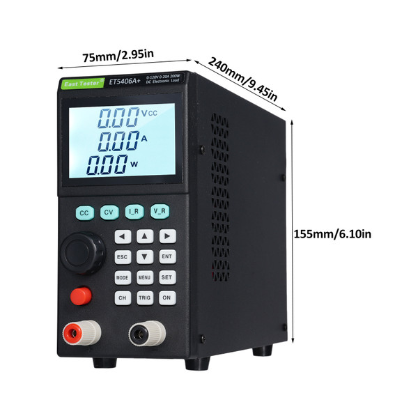 East Tester ET5406A+ 200W 0-120V 0-20A Programmable DC Electronic Load Tester 1mV/1mA Mini Battery Tester for CC/CV Test