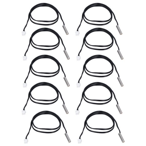 10Pcs Temperature Sensor Probe NTC Thermistor Temp Transducer 5x25mm Cylindrical Head 500mm15K B3950