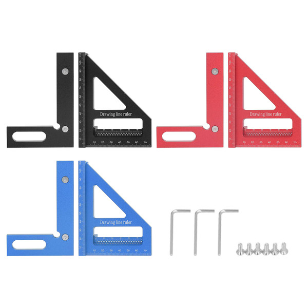 6Pcs 3D Multi Angle Measuring Ruler Aluminum Alloy 45 90 Degree Triangle Scriber for Wood Pipelines