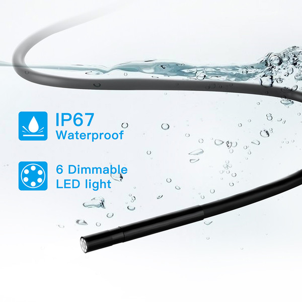 F220 5.5mm Industrial Endoscope WiFi Borescope Inspection Camera Built-in 6 LEDs IP67 Waterproof for iOS/Android Smartphones