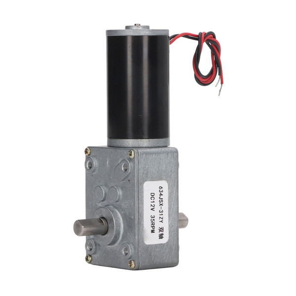 Gear Motor Dual Shaft DC 12V Self Locking Speed Reduction CW CCW Worm Geared Motor 35RPM