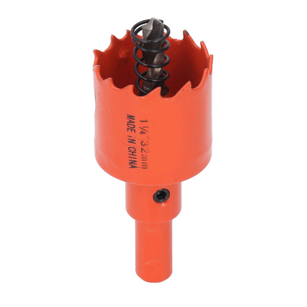 Hole Saw Drill Bit High Speed Steel Bimetal Hole Cutter with Mandrel for Wood and Metal 1-1/4in (32mm)