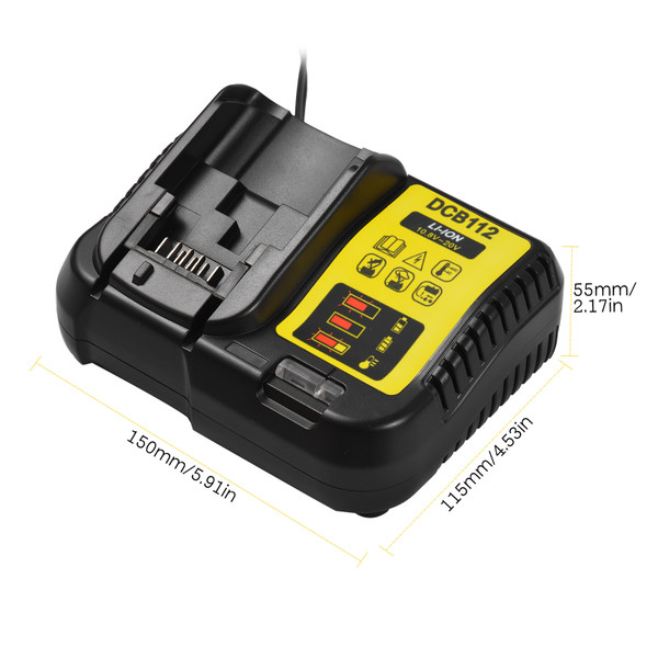 Power Tool Battery Charger Lithium-ion Battery Recharger Recharging Device Cell Charger Compatible with Dewalt 12V-20V Li-ion Battery US Plug