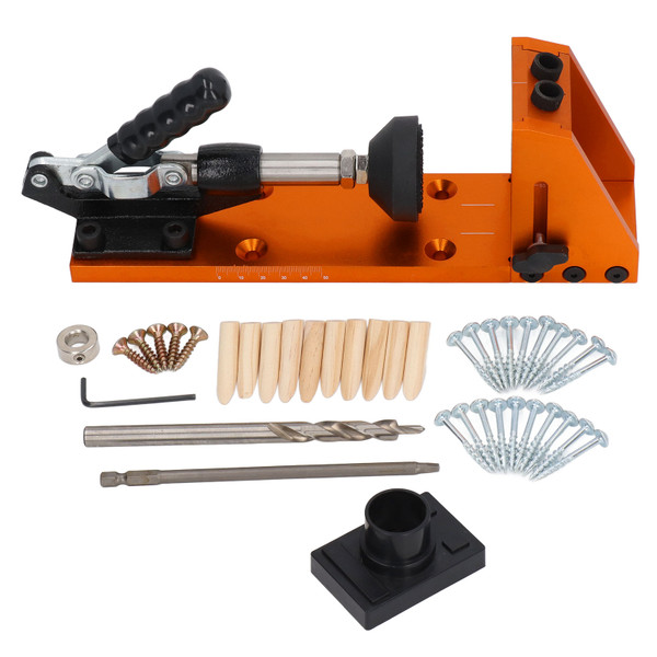 Pocket Hole Jig Oblique 15 Degree Drill Guide Drilling Locator Fixture Tool Set Kit