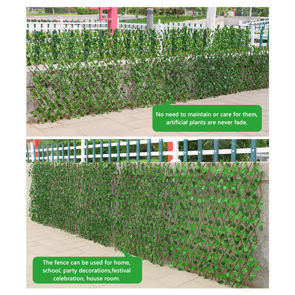 Simulation Fence Fence Telescopic Fence Fake Flowers Green Leaves Outdoor Garden Fence Wall Guardrail Decorative Leaves Blocking Plants Small